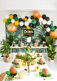 This decoset features figurines of dora the explorer and diego, as well as layons of boots and baby jaguar, and a fun wobbly cake for after party play. Kara S Party Ideas Dora And The Lost City Of Gold Party Kara S Party Ideas