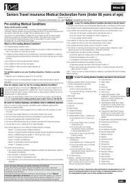 Example travel health declaration form. Seniors Travel Insurance Medical Declaration Form Under 80 Years