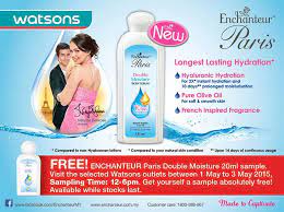 See more ideas about free samples, sample, free. Free Enchanteur Paris Double Moisture Sample At Watsons Malaysia Giftout Free Giveaways Singapore Malaysia Usa Korea Worldwide