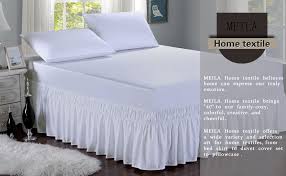 Remove the top mattress lay the bedskirt on the box spring Amazon Com Meila Bed Skirt Three Fabric Sides Elastic Wrap Around Dust Ruffled Solid Bed Skirts Easy On Easy Off 16 Inch Tailored Drop White Queen King Home Kitchen