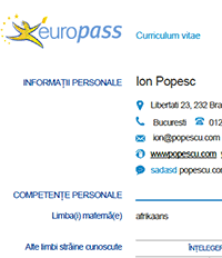 Modele de europass, în română și engleză. Cv Europass Download Model Cv European Necompletat