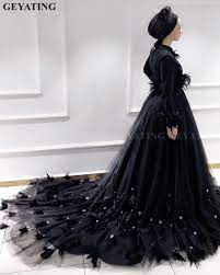 In islam, marriage is a legal contract between a man and a woman. Gothic Black Long Sleeves Islamic Muslim Wedding Dress Hijab High Neck Crystal Feather Court Train Arabic Dubai Wedding Dresses Wedding Dresses Aliexpress