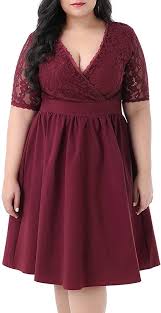 Nemidor Women S Half Sleeves V Neckline Lace Top Plus Size Cocktail Party Swing Dress W In 2020 Plus Size Cocktail Dresses Plus Size Dresses Plus Size Clothing Stores