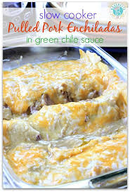 Pulled Pork Enchiladas With Green Chile Sauce Recipe Recipes Pork Enchiladas Mexican Food Recipes