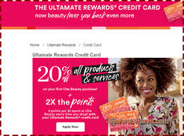 When you open an ultamate rewards mastercard, you'll receive 20% off your first purchase, which applies. Ultamate Rewards Credit Card Rewards Ulta Beauty Credit Card Visavit