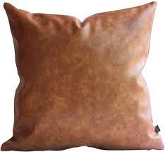 Cygnus set of 2 farmhouse decor stripe patchwork linen throw pillow covers,modern tan faux leather accent pillow covers 18x18 inch,gray. Amazon Com Kdays Thick Brown Faux Leather Throw Pillow Cover Cognac Leather Decorative Throw Pillow Case Farmhouse Decor Sofa Couch Cushion Covers Modern Minimalist Vegan Pillow Cover 18x18 Inches Home Kitchen