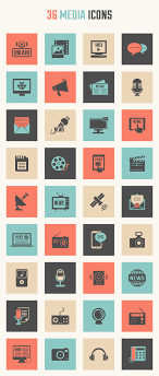 36 Free Media Vector Icons Flat Design Eps Ai And Psd Icon Icon Design Graphic Design Resources