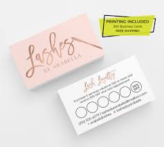 Custom business cards in a range of paper & size styles. Rose Gold Pink Lash Loyalty Card Design 500 Printed Business Etsy