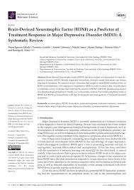 PDF) Brain-Derived Neurotrophic Factor (BDNF) as a Predictor of Treatment  Response in Major Depressive Disorder (MDD): A Systematic Review