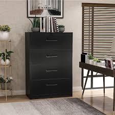 Inbox Zero Office Lateral File Cabinet Heavy Duty Metal Filing Cabinet With Lock 4 Drawer Large Home Filing Cabinet Anti Tilt Structure Powder Coated Steel Integrated Handle Full Suspension Drawers Black Wayfair Ca