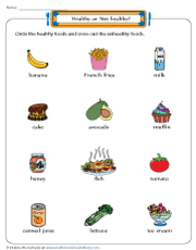 This worksheet is about shopping for food, and healthy food vs junk food. Healthy And Unhealthy Food Worksheets