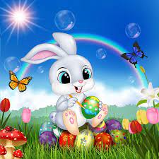 Check spelling or type a new query. Cute Bunny Easter Background With Rainbow Vector 07 Happy Easter Pictures Easter Coloring Book Easter Backgrounds
