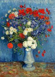Bouquet of flowers in a vase. Van Gogh Vase Mit Kornblumen Kunstdruck Leinwandbild Gerahmtes Bild Van Gogh Flowers Vincent Van Gogh Art Van Gogh Art