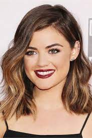 Lucy Hale One Side Parted Wavy Human Hair Women Wig Hair Styles Hair Lengths Short Hair Styles