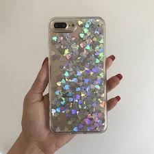 Holo Hearts Clear Iphone Case Iphone Cell Phone Cases Clear Iphone Case Glitter Phone Cases