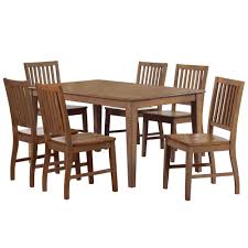 The wire brush, white finish on the table base, and chairs are truly unique, adding instant flair to this set. Rectangular Table Dining Set W Chairs Amish 7 Piece Sunset Trading