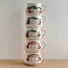 Vintage Soup Mugs Sold Individually Mushroom Onion Oxtail Recipe Mugs Retro Handled Bowls Soup Mugs Oxtail Recipes Mugs