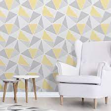 Apex Geometric Wallpaper Yellow And Grey Fine Decor Fd41991 Room Wallpaper Designs Yellow Grey Wallpaper Grey Wallpaper Bedroom