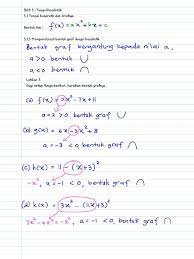 (13) persamaan kuadratik dan ungkapan via contoh jawapan kbkk langkah malaysia untuk memajukan via www.scribd.com. Bab 3 Fungsi Kuadratik