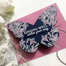 Over the top of the heart and down to the fold. Video Butterfly Shaped Card Shaped Cards Hero Arts Butterfly Cards