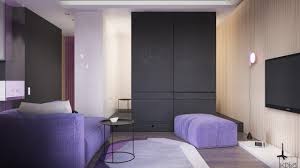 From the deep, rich tone to its light, pastel shade, there is no room in a house that will not look pleasing and regal when used in interiors. Modern Small Apartment Design With Purple Color Roohome