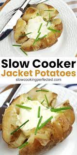 Easy Slow Cooker Jacket Potatoes Recipe Slow Cooker Recipes Jacket Potato Crockpot Recipes Slow Cooker