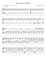 Arrival Of Birds Sheet Music For Piano Solo Musescore Com