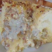 Biscuits And Gravy Casserole With Eggs Biscuits And Gravy Casserole Recipe Biscuits Gravy Casserole Food Recipes Biscuits Gravy