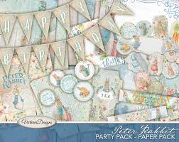 Peter Rabbit Party Pack Paper Pack Baby Shower Beatrix Potter Peter Rabbit Decoration Printable Paper Cake Topper Digital Peter 001916