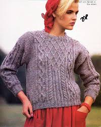 The body is worked in rounds to the hem and the sleeves are worked in the round to the cuffs. Womens Aran Sweater Knitting Pattern Pdf Chunky Ladies Cable Jumper Round Neck 32 42 Chunky Bu Sweater Knitting Patterns Aran Sweater Ladies Knitting Patterns