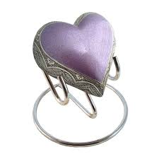 Pet urn in heart shaped design for small cat or dog. Purple Heart Shaped Pet Urn Free Engraving Pet Urns Cat Urns Heart Shapes