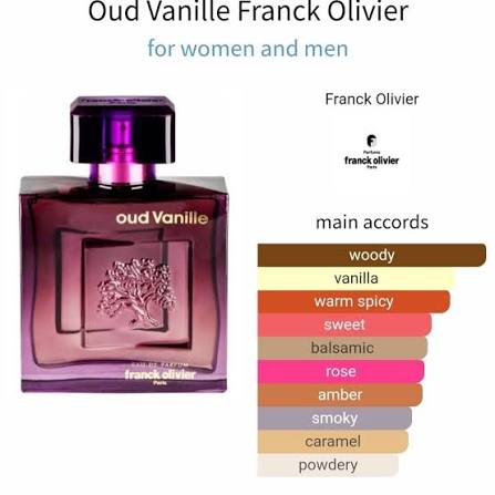 Franck Olivier Oud Vanille EDP - 420ghs Franck Olivier Oud Vanille this  striking fragrance is ideal for the modern man and woman who commands the  boardroom and appreciates an elegant night. Those