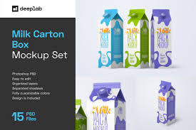Milk Carton Box Mockup Set Packaging Design In Packaging Mockups On Yellow Images Creative Store