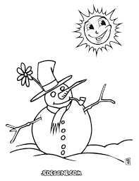 Coloriages bonhomme de neige à la fin de l'hiver - fr.hellokids.com
