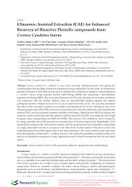 Minutes from klcc in kuala lumpur's golden triangle. Pdf Ultrasonic Assisted Extraction Uae For Enhanced Recovery Of Bioactive Phenolic Compounds From Cosmos Caudatus Leaves