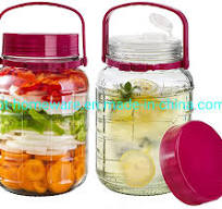 0.8 Gallon 104 Oz 3L Wide Mouth Jar Glass Jar with Plastic Hand and Tip  Nozzle Lid Large Food Storage Jar for Curing Fermentation Juice Milk Spice  Purpl