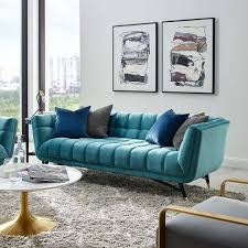Adept Sea Blue Sofa Eei 3059 Sea Modway Furniture Fabric Sofas In 2020 Upholstered Sofa Sofa Upholstery Turquoise Sofa