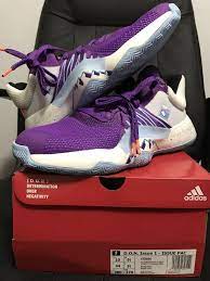 Issue #1 comes with a white and purple based upper with purple mesh on the toe and white on the medial side panel and a release date has not been announced yet for the adidas d.o.n. Adidas Don Issue 1 Mailman Karl Malone For Sale Kicks Collector Karl Malone Adidas Air Max Sneakers
