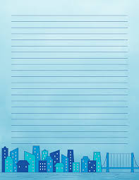 Free Printable Skyline Stationery With A Monochromatic Blue Color Scheme I Writing Paper Printable Writing Paper Printable Stationery Free Printable Stationery