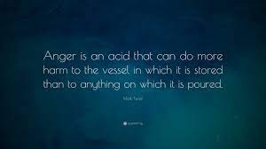 In times of great stress or adversity, it's always best to keep busy, to plow your anger and your energy into something positive. Mark Twain Quote Anger Is An Acid That Can Do More Harm To The Vessel In