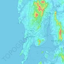 Mumbai topographic map, elevation, terrain