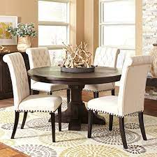 A Line Furniture French Baroque Designed Round Dining Set With Rolled Back Button Tufted Round Dining Room Round Pedestal Dining Table Round Kitchen Table Set