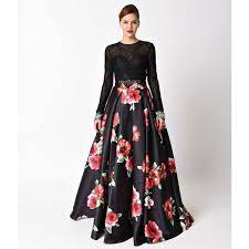Shop our collection of black plus size dresses at macys.com! Black Floral Print Long Sleeve Two Piece Gown 326 Liked On Polyvore Featuring Floral Prom Dresses Prom Dresses With Sleeves Prom Dresses Long With Sleeves