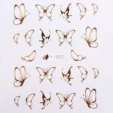 102 Styles Gold Metal Butterfly Bow Heart Nail Art Wraps Diy Decoration For Nails Free Shippin Simple Butterfly Tattoo Small Butterfly Tattoo Butterfly Drawing