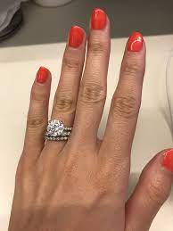 Round Diamond On Pave Band Engagement Ring And Wedding Set Wedding Rings Solitaire Solitaire Wedding Set Engagement Ring Wedding Band