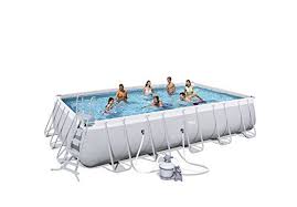bestway ensemble piscine power steel rectangular frame pool gris clair piscine rectangulaire avec pompe pou piscine rectangulaire piscine et jardin piscine