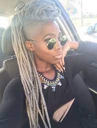 She S Pulling Off That Grey Tho Beatricenikole Http Community Blackhairinformation Com H Shaved Side Hairstyles Braids With Shaved Sides Mohawk Hairstyles