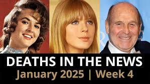 In this episode, we take a brief look at the most recent headline  obituaries and touching condolences, including “As Tears Go By” singer and  actress Marianne Faithfull, Olympics champion figure skater ...