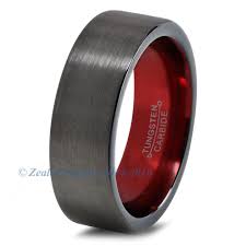 Red Chromacolor Black Gunmetal Tungsten Ring Gunmetal Tungsten Ring Black Tungsten Rings Mens Wedding Rings