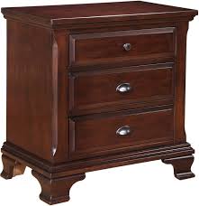 Fashionable splayed legs made from solid wood for extra durability. Elements Canton Cherry 3 Drawers Nightstand In Dark Wood Cn600ns